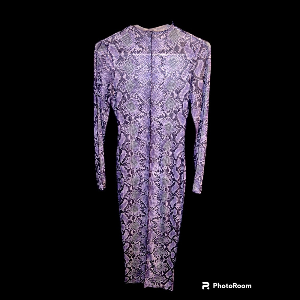 Mock Neck Snakeskin Print Bodycon Dress